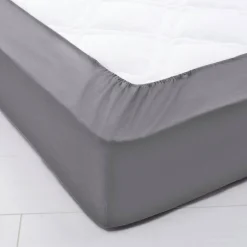 Hoeslaken<Colombine Effen hoeslaken in katoen, diepe hoeken van 40 cm antraciet