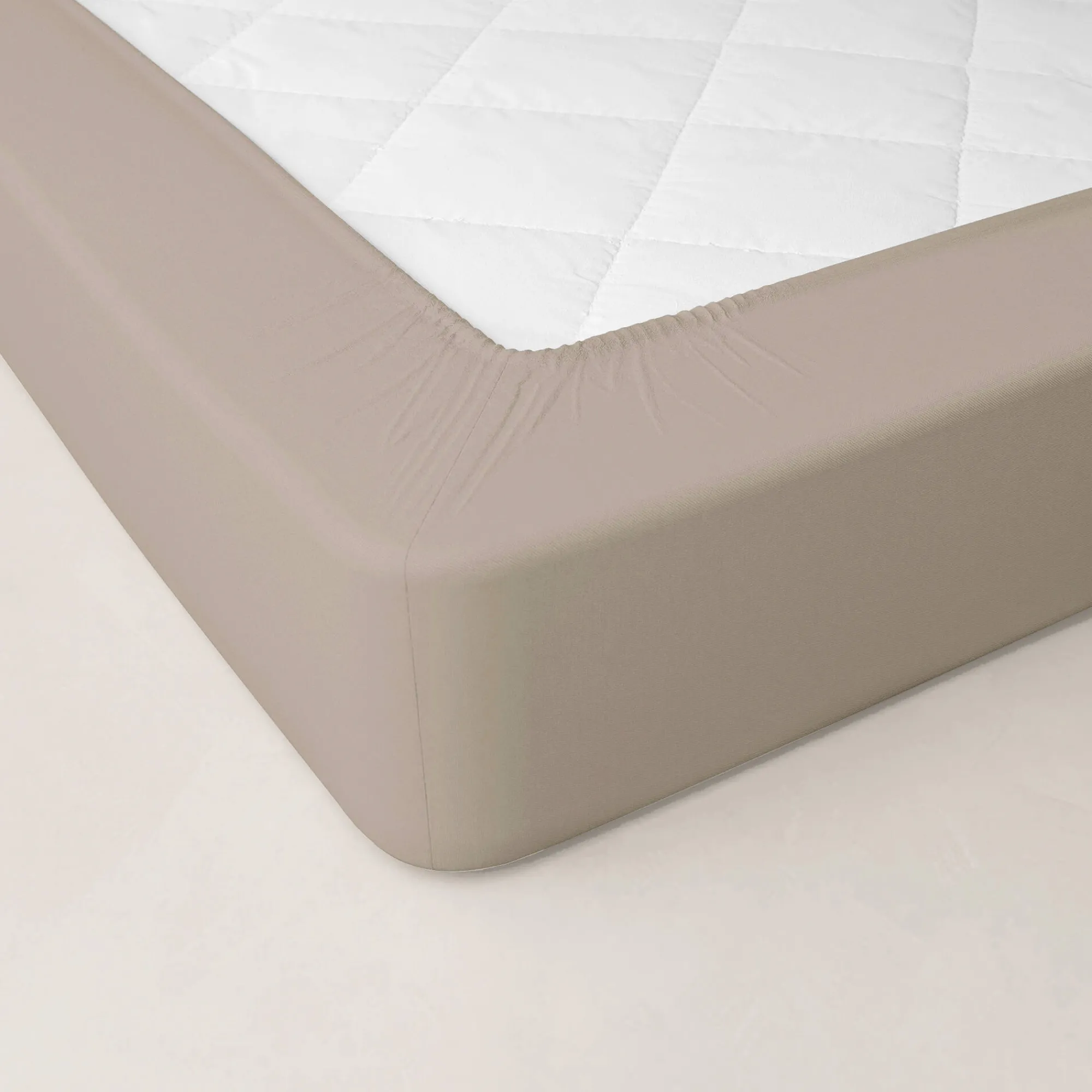 Hoeslaken<Blancheporte Effen hoeslaken in katoenbatist, hoeken van 40 cm grijsbeige