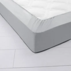 Hoeslaken<Colombine Effen hoeslaken in katoen, diepe hoeken van 40 cm parelgrijs