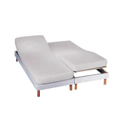 Hoeslaken<Colombine Effen hoeslaken in polyester-katoen voor gelede bedbodems, hoeken van 26 cm parelgrijs