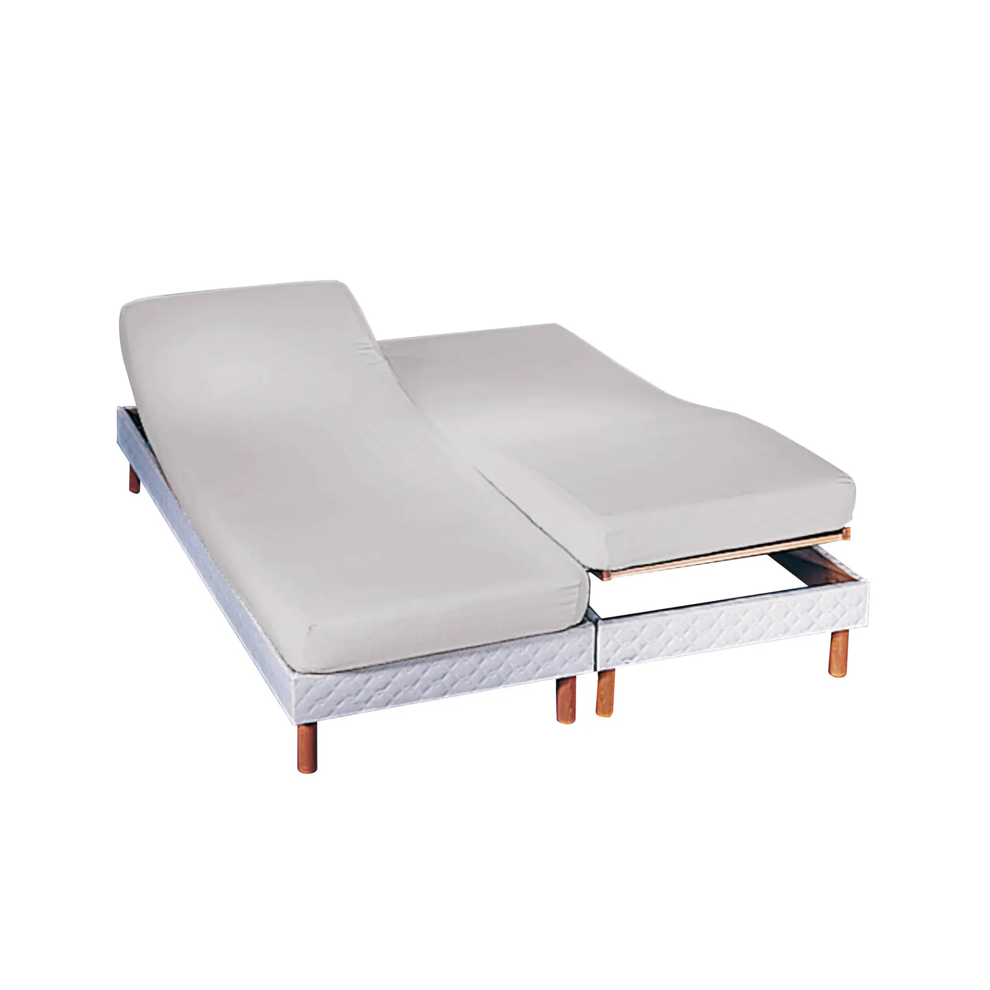 Hoeslaken<Colombine Effen hoeslaken in polyester-katoen voor gelede bedbodems, hoeken van 26 cm parelgrijs