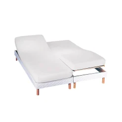 Hoeslaken<Colombine Effen hoeslaken in polyester-katoen voor gelede bedbodems, hoeken van 26 cm wit