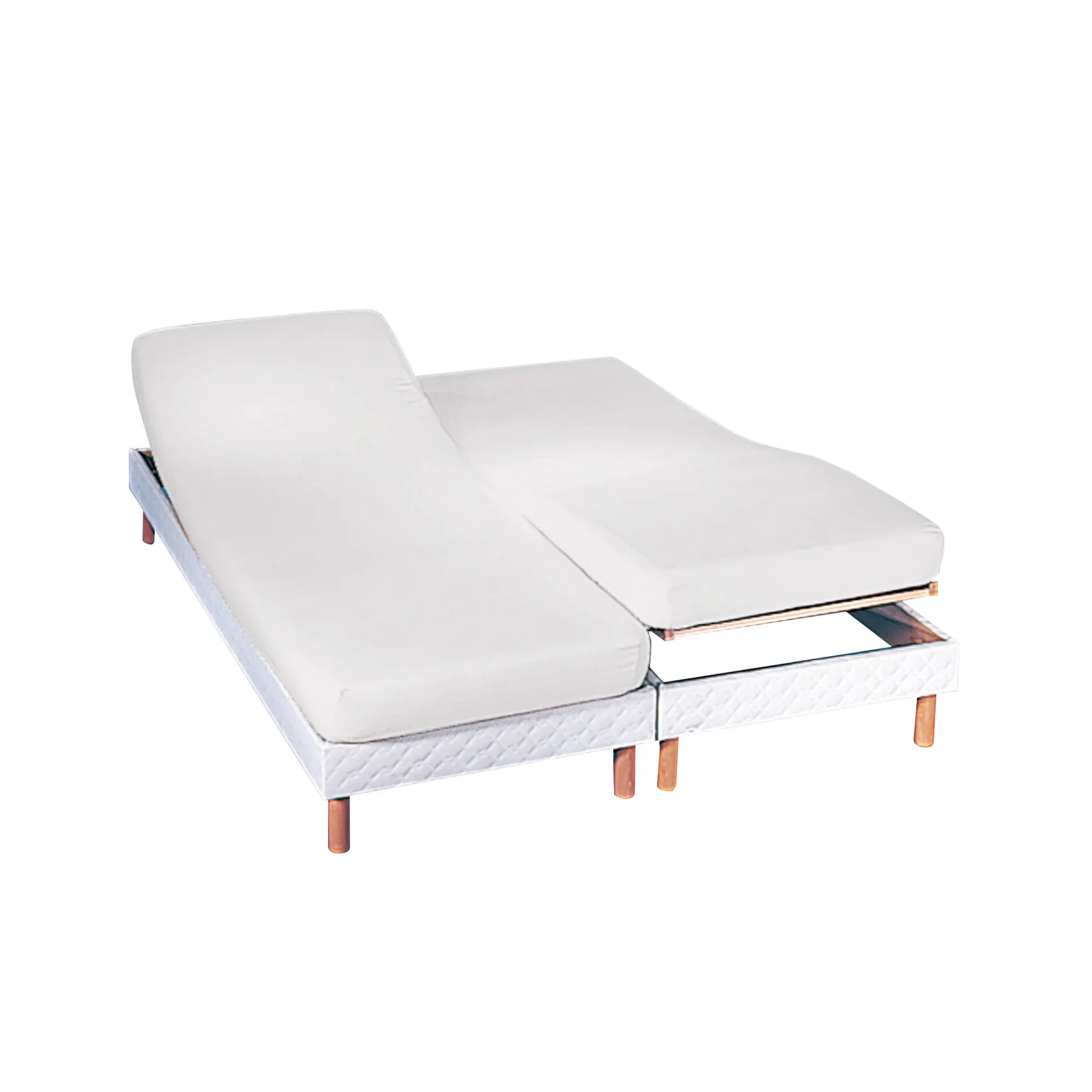 Hoeslaken<Colombine Effen hoeslaken in polyester-katoen voor gelede bedbodems, hoeken van 26 cm wit