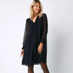 Feestoutfits Dames|Jurk<Blancheporte Effen jurk met plooitjes zwart
