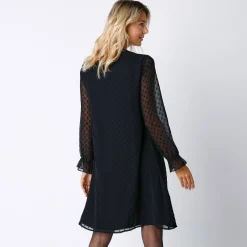 Feestoutfits Dames|Jurk<Blancheporte Effen jurk met plooitjes zwart