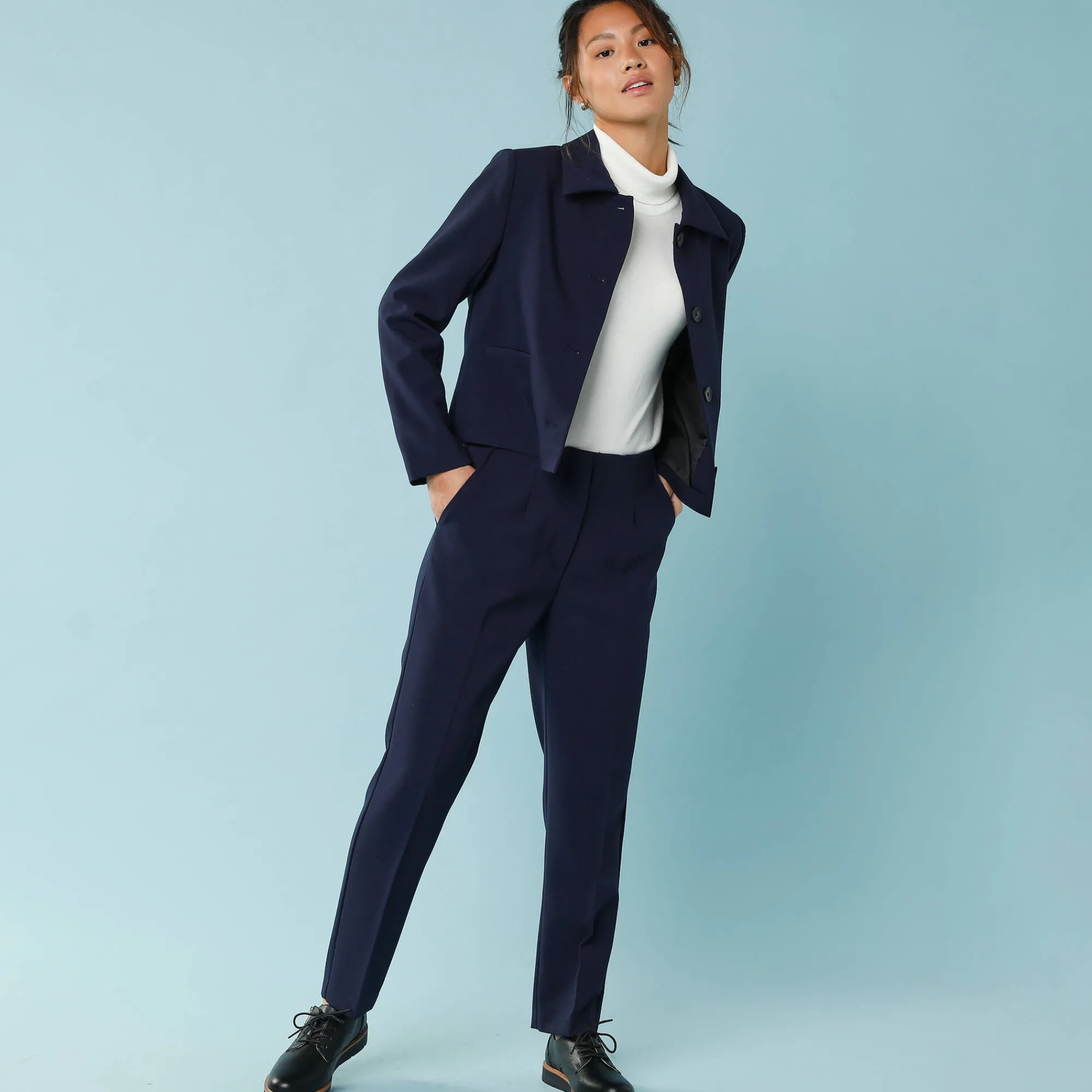 Jas En Mantel<Blancheporte Effen korte blazer, kleine lengtes marine
