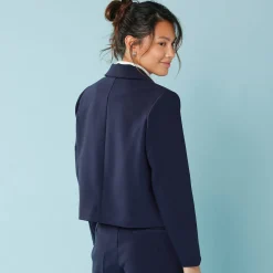 Jas En Mantel<Blancheporte Effen korte blazer, kleine lengtes marine