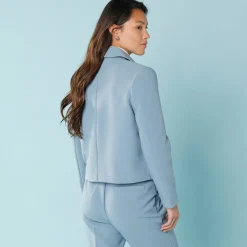 Jas En Mantel<Blancheporte Effen korte blazer, kleine lengtes leigrijsblauw