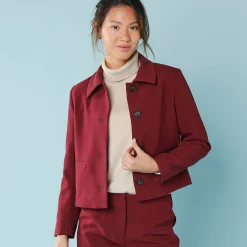 Jas En Mantel<Blancheporte Effen korte blazer, kleine lengtes bordeaux