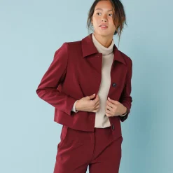 Jas En Mantel<Blancheporte Effen korte blazer, kleine lengtes bordeaux