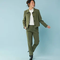 Jas En Mantel<Blancheporte Effen korte blazer, kleine lengtes kaki
