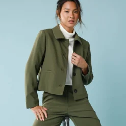 Jas En Mantel<Blancheporte Effen korte blazer, kleine lengtes kaki