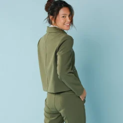 Jas En Mantel<Blancheporte Effen korte blazer, kleine lengtes kaki