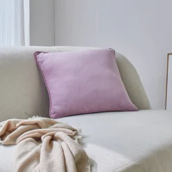 Kussen<Blancheporte Effen kussen in velours met fantasieafwerking parma
