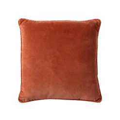 Kussen<Blancheporte Effen kussen in velours met fantasieafwerking terracotta