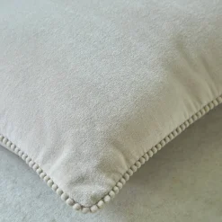 Kussen<Blancheporte Effen kussen in velours met fantasieafwerking beige