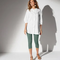 Legging<Blancheporte Effen 3/4-legging - set van 2 grijsgroen / wit