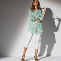 Legging<Blancheporte Effen 3/4-legging - set van 2 grijsgroen / wit