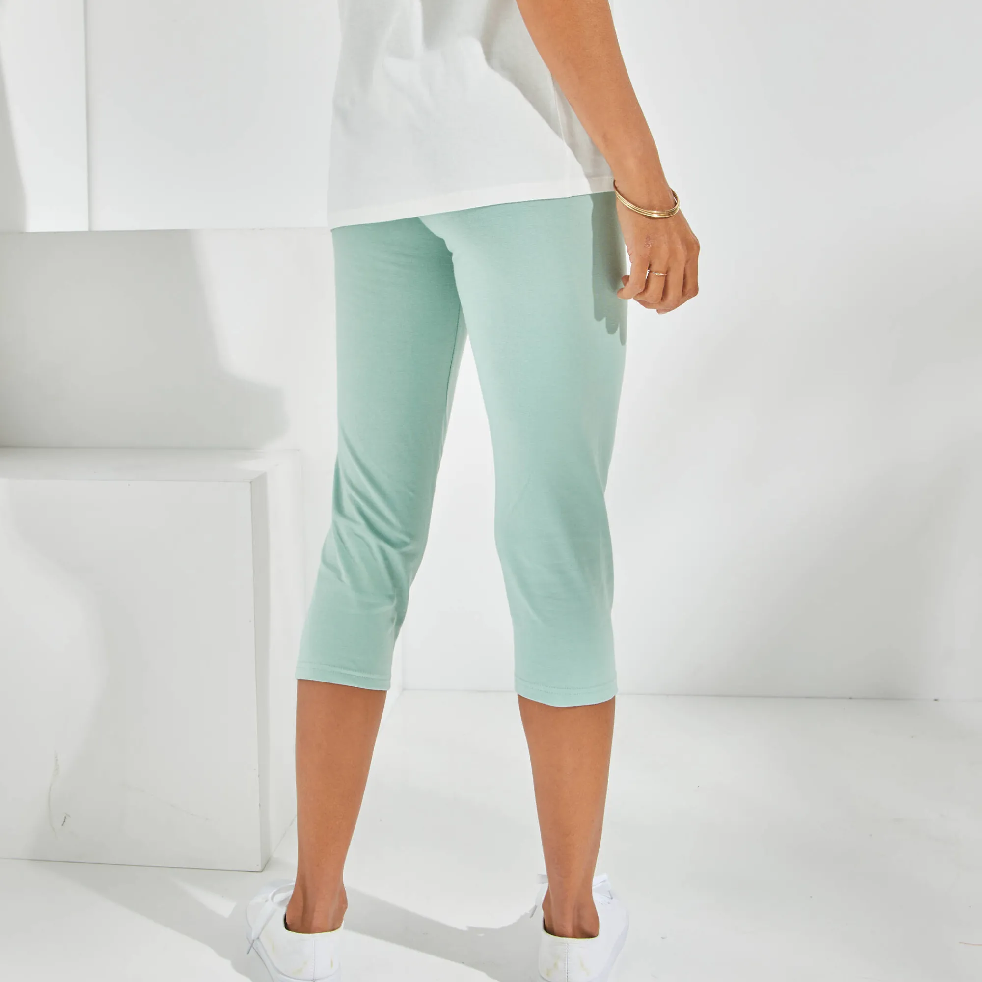 Legging<Blancheporte Effen 3/4-legging in stretchtricot lichtgroen