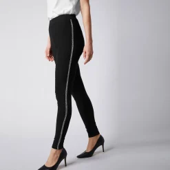 Legging<Blancheporte Effen legging met glanzende baan zwart