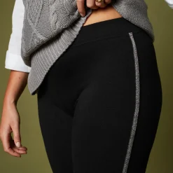 Legging<Blancheporte Effen legging met glanzende baan zwart