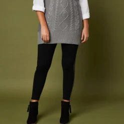 Legging<Blancheporte Effen legging met glanzende baan zwart