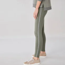 Legging<Blancheporte Effen legging met glanzende baan kaki