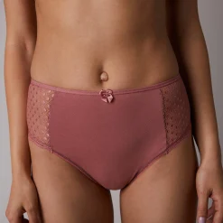 Slip En Shorty<Confidence Lingerie Effen maxibroekje in katoen en kant met bloemenprint Tropea - set van 4 granaatrood + zwart