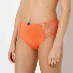 Slip En Shorty<Confidence Lingerie Effen maxislip in kant en katoen Tropea - set van 4 blauw + koraal