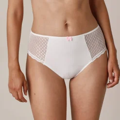 Slip En Shorty<Confidence Lingerie Effen maxislip in kant en katoen Tropea - set van 4 wit + poeder