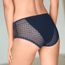 Slip En Shorty<Confidence Lingerie Effen maxislip in katoen en kant Coria - set van 2 marine