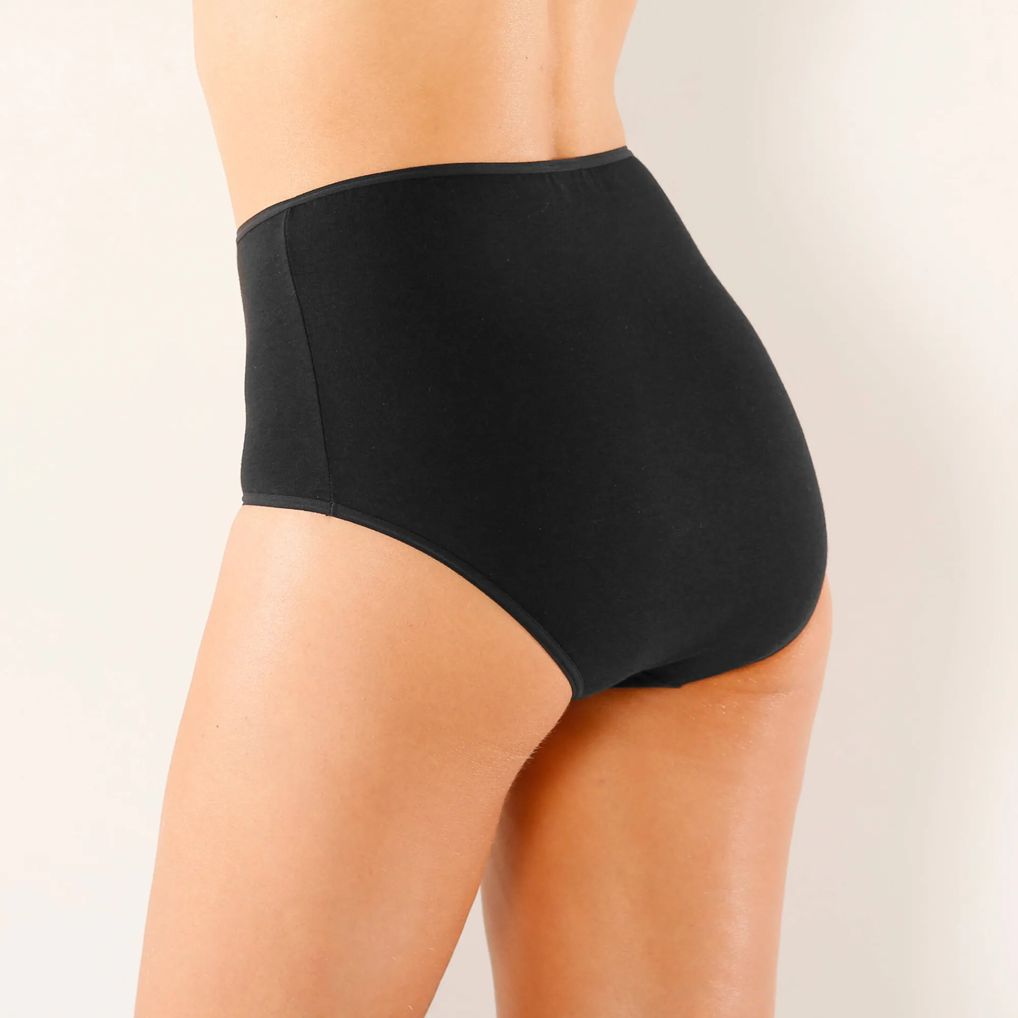 Slip En Shorty<Blancheporte Effen maxislip in stretchkatoen - Set van 10 wit / zwart