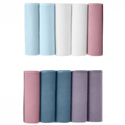 Slip En Shorty<Blancheporte Effen maxislip in stretchkatoen - Set van 10 blauw / roze