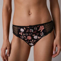 Slip En Shorty<Confidence Lingerie Effen midibroekje in katoen en kant met bloemenprint Tropea - set van 4 granaatrood + zwart