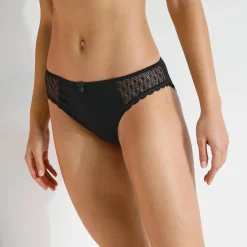 Slip En Shorty<Confidence Lingerie Effen midislip in katoen en kant Coria - set van 2 zwart