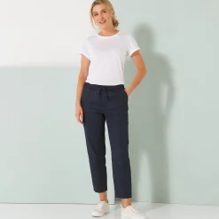 Broek<Blancheporte Effen mom fit 7/8-broek, katoen marine