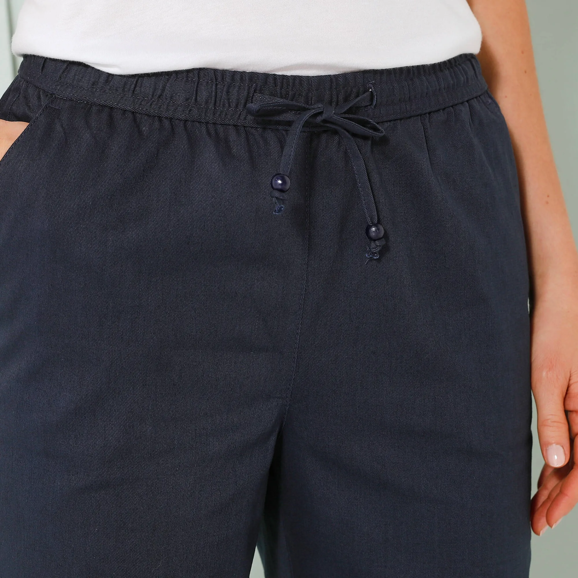 Broek<Blancheporte Effen mom fit 7/8-broek, katoen marine
