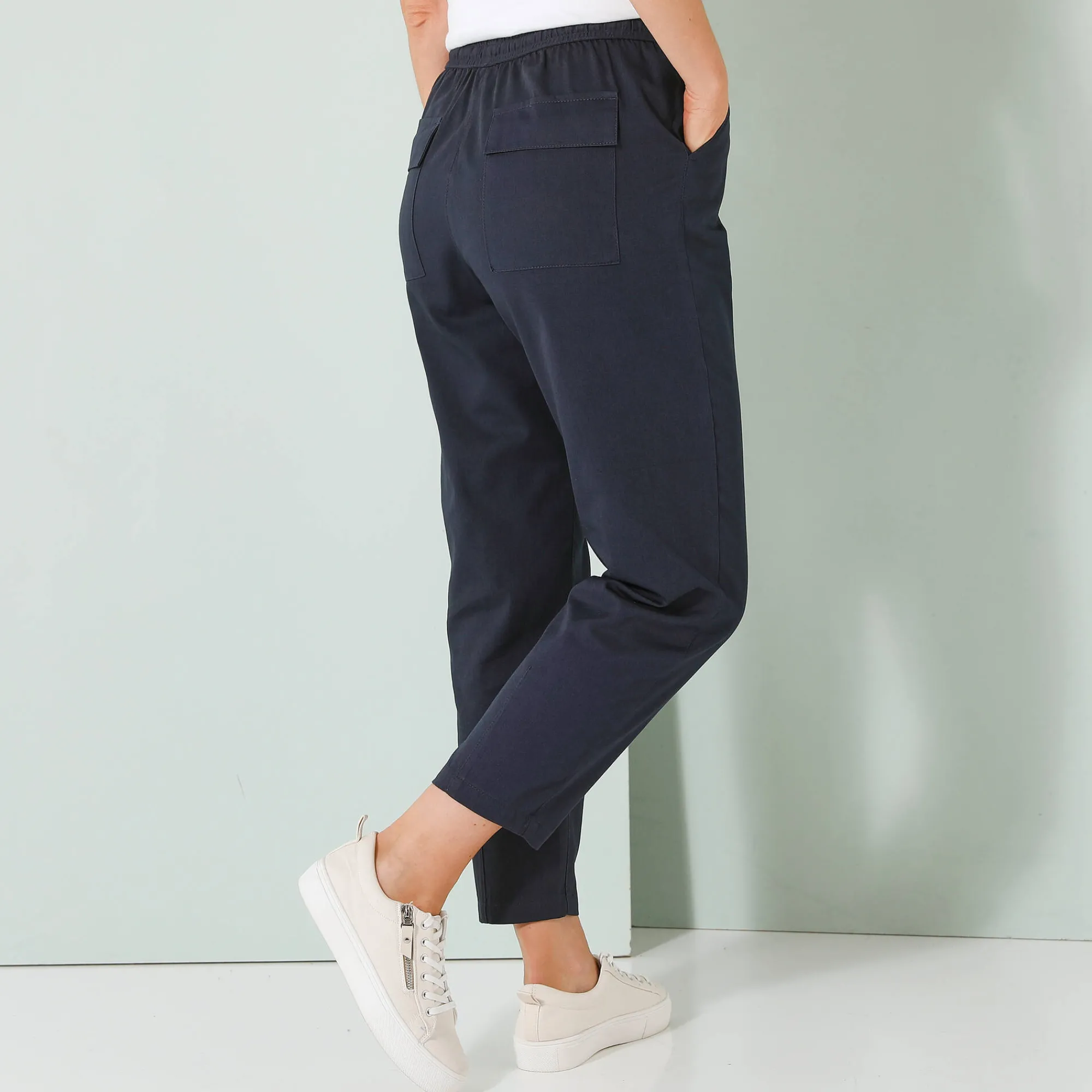 Broek<Blancheporte Effen mom fit 7/8-broek, katoen marine