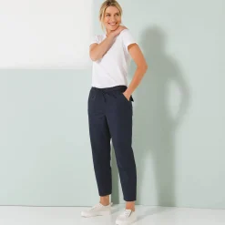 Broek<Blancheporte Effen mom fit 7/8-broek, katoen marine