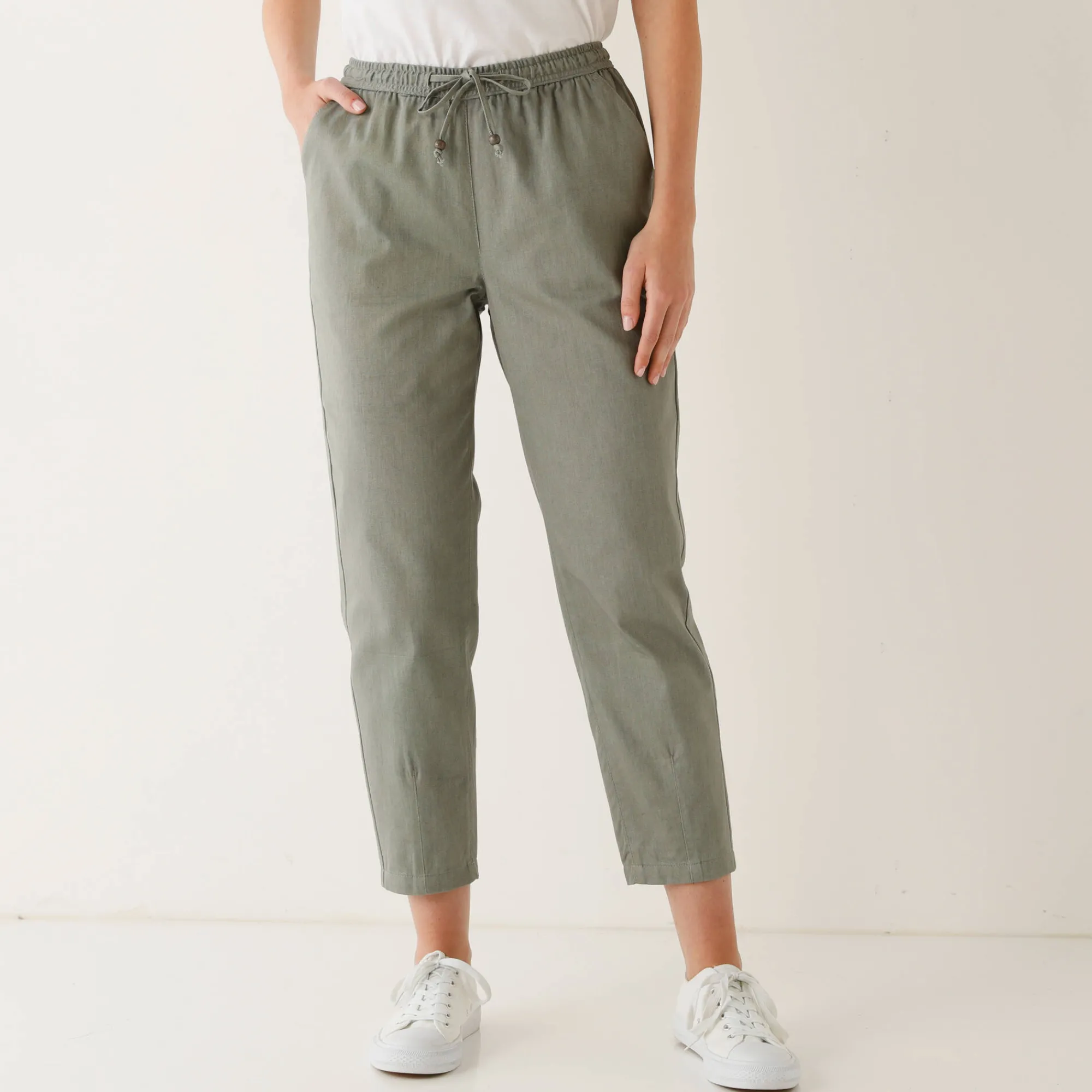 Broek<Blancheporte Effen mom fit 7/8-broek, katoen kaki