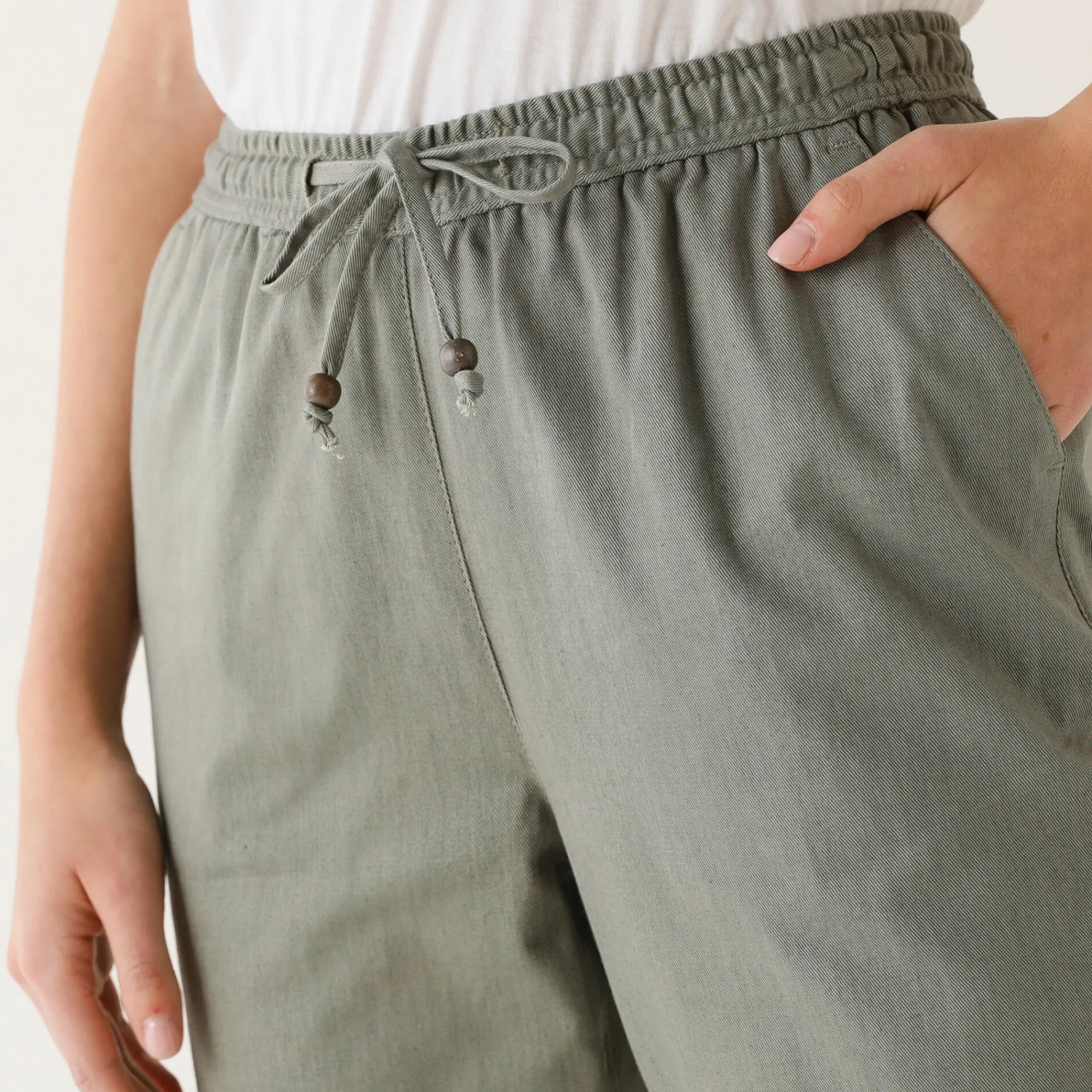 Broek<Blancheporte Effen mom fit 7/8-broek, katoen kaki