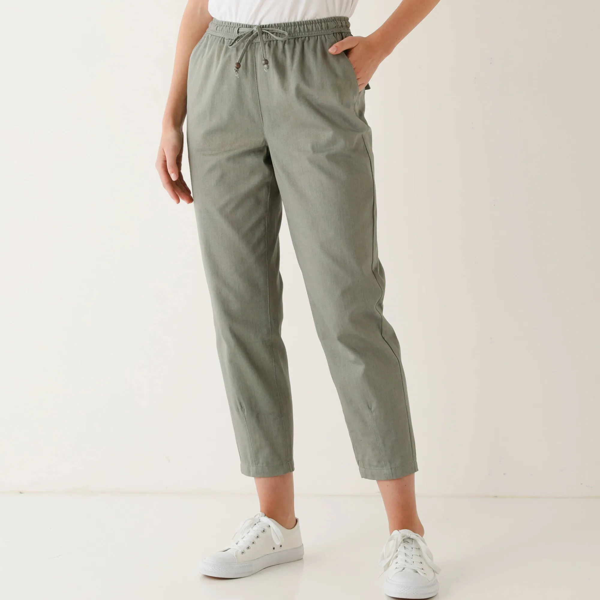Broek<Blancheporte Effen mom fit 7/8-broek, katoen kaki