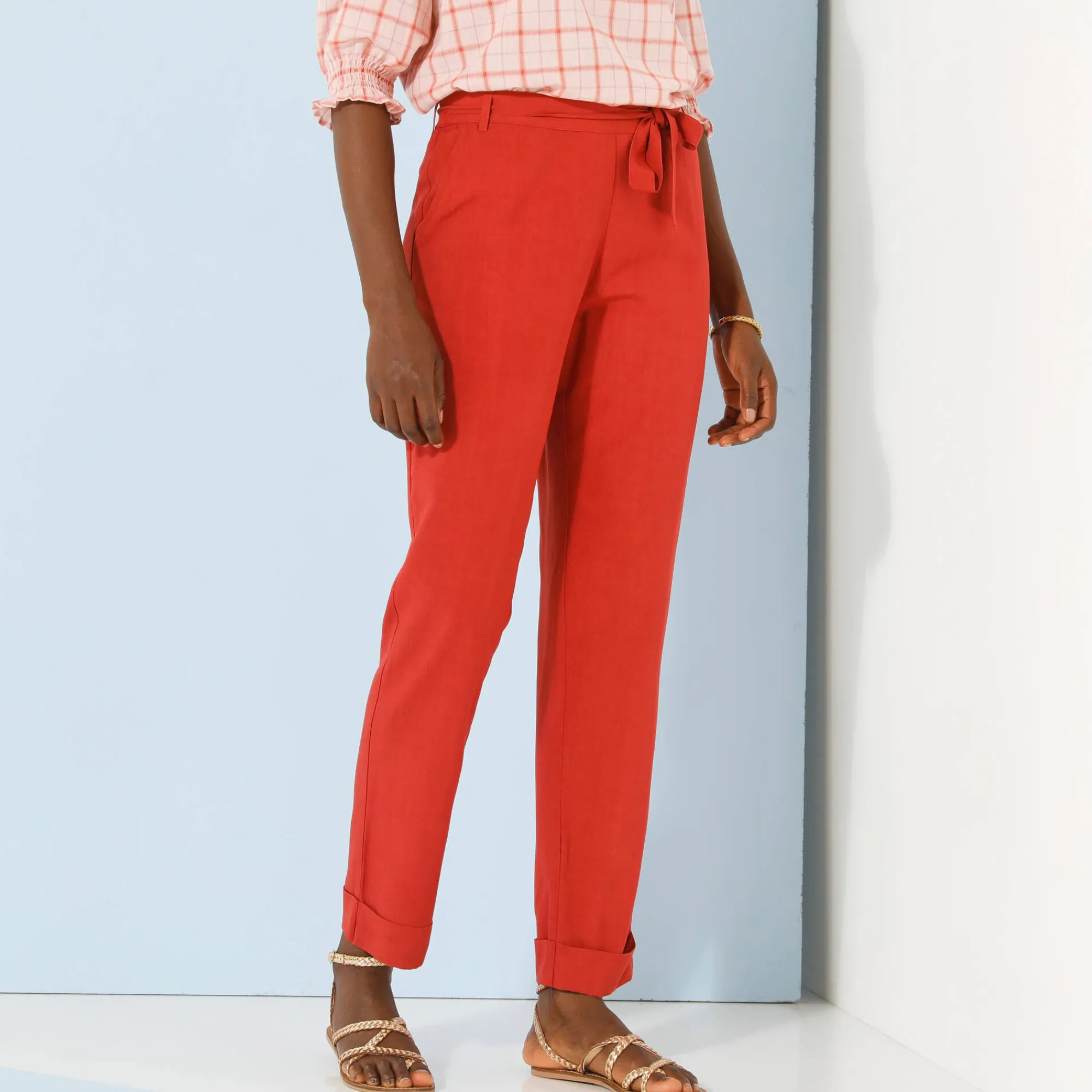 Broek<Blancheporte Effen, nauwsluitende broek met 7/8-model, soepel materiaal terracotta
