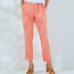 Broek|Jurk<Blancheporte Effen, nauwsluitende broek met 7/8-model, soepel materiaal koraal