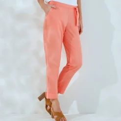 Broek|Jurk<Blancheporte Effen, nauwsluitende broek met 7/8-model, soepel materiaal koraal