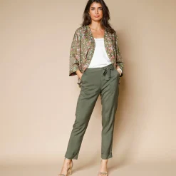 Broek<Blancheporte Effen, nauwsluitende broek met 7/8-model, soepel materiaal kaki