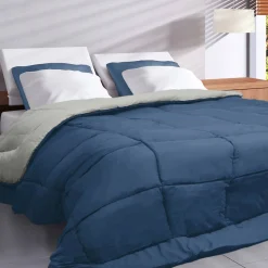 Dekbed<Blancheporte Effen, omkeerbaar dekbed in microvezel, 400g/m2 ivoorkleur / blauw