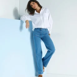 Bloes En Tuniek<Blancheporte Effen oversize hemd, popeline wit