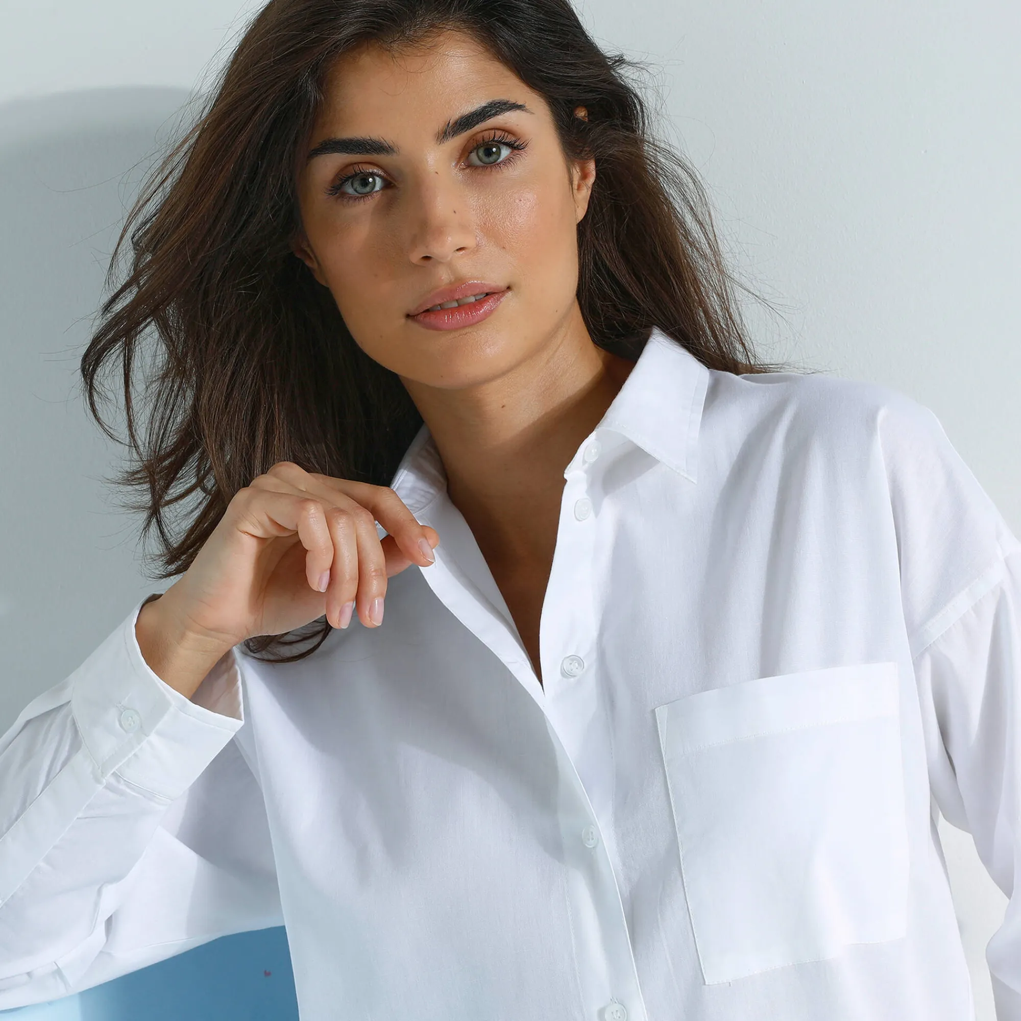 Bloes En Tuniek<Blancheporte Effen oversize hemd, popeline wit