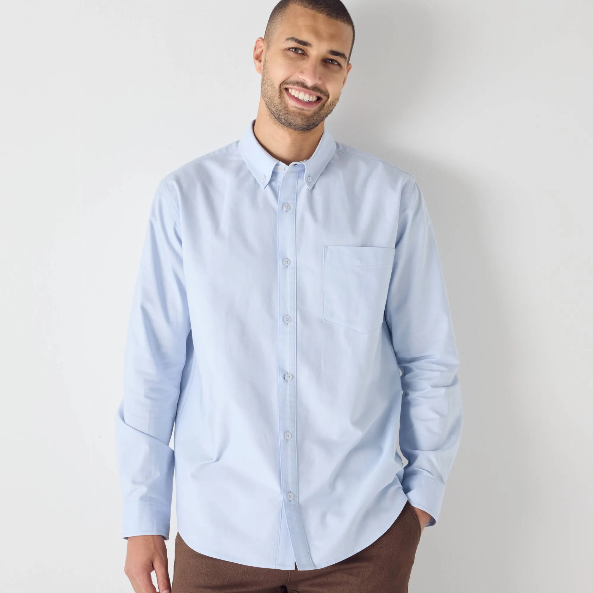 Feestoutfits Heren|T-Shirt, Hemd En Polo<Blancheporte Effen Oxford-hemd met knoopsluiting en lange mouwen hemelsblauw